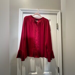 White House Black Market Burgundy Blouse